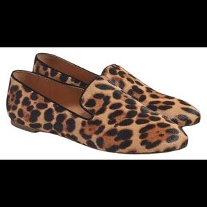 J. Crew Leopard Calf Hair Smoking Loafers